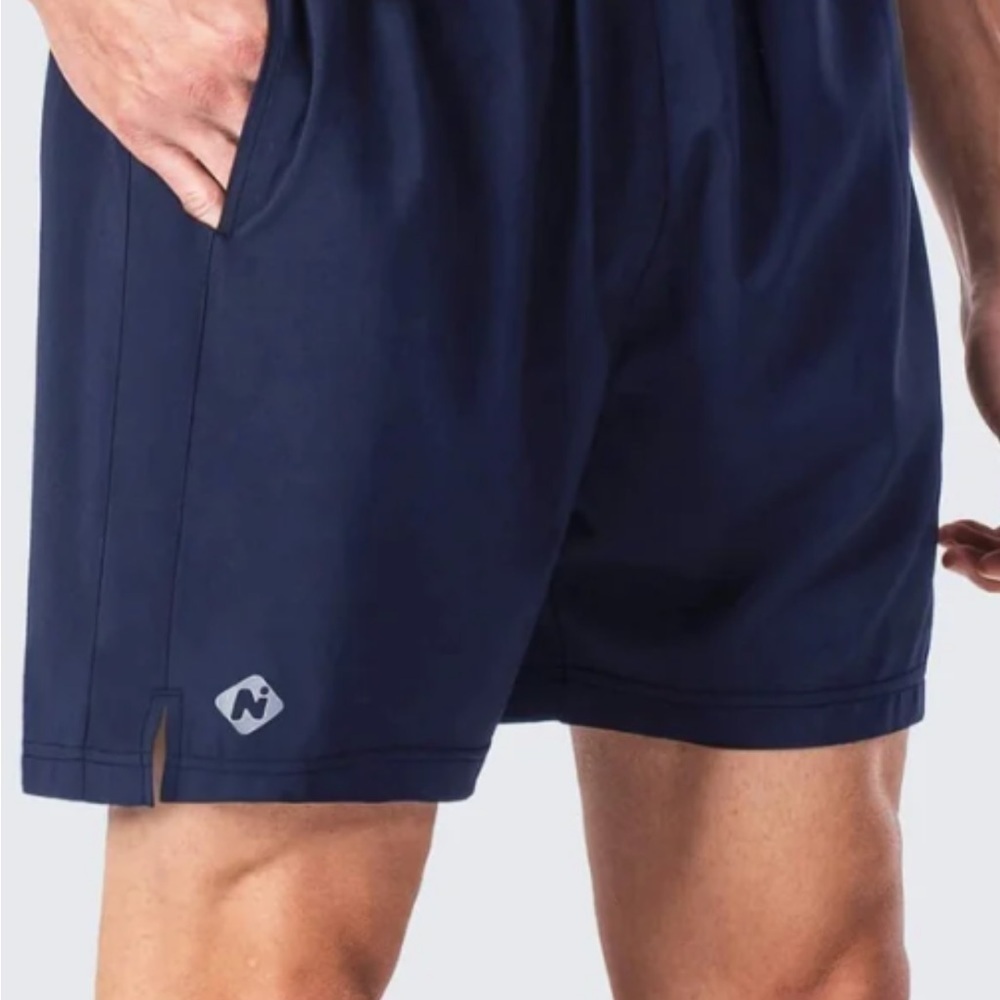Mens small Naviskin shorts with liner navy drawstring wear workout or swimming
